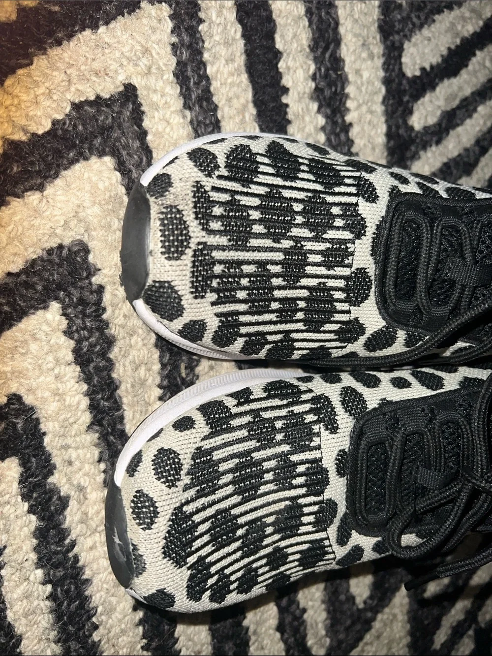 Athletic Works Black and White Leopard Knit Women's Sneaker